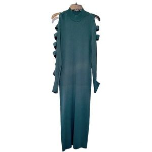 Nordstrom Rack Blue Orchid Ladder Cutout Sleeve Midi Green Sweater Dress…